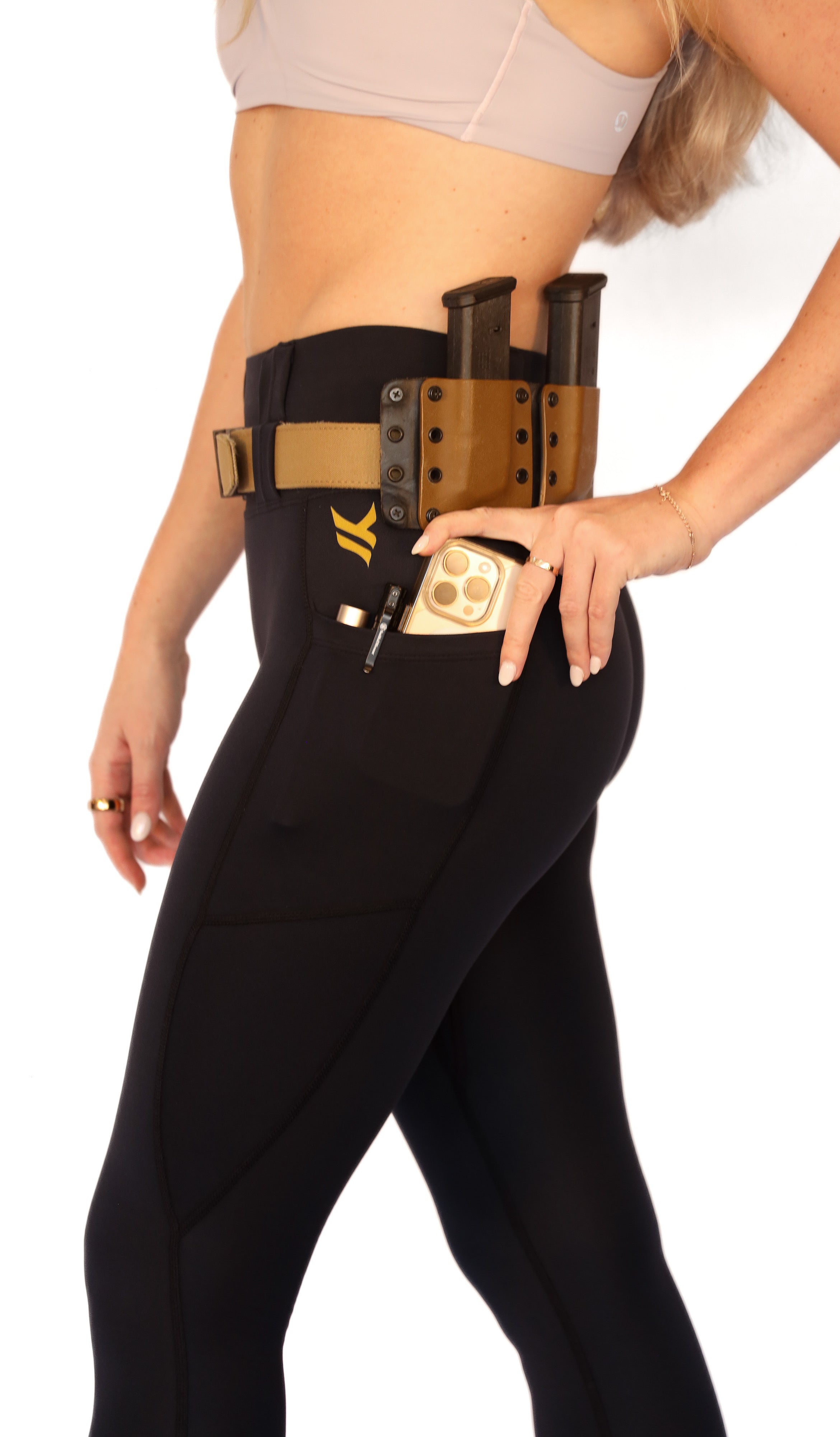 Signature High Rise Concealed Carry Leggings with new FlexCarry Waistband- Black (Thick, Double-Brushed Fall/Winter Fabric)