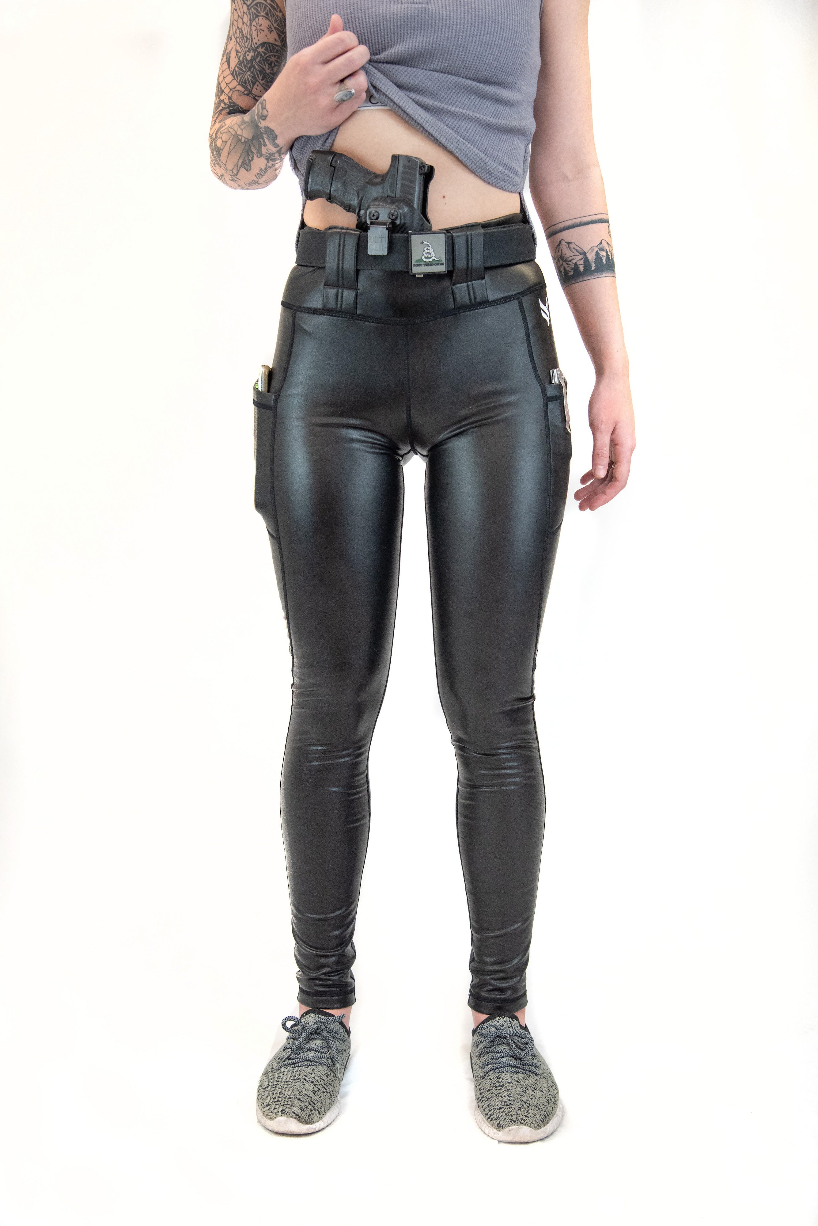 Concealed Carry Leather Leggings