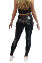 High Rise Faux Leather EDC Leggings -Black
