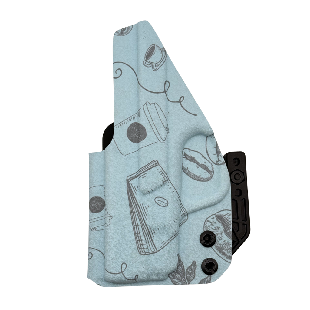 S&W M&P Shield 9/40 3" Fabriclip & Mod Wing IWB RH Holster - Coffee Daze (Blue)