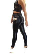High Rise Faux Leather EDC Leggings -Black