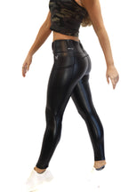 High Rise Faux Leather EDC Leggings -Black