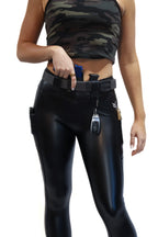 High Rise Faux Leather EDC Leggings -Black