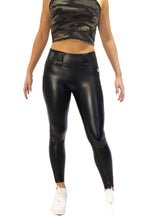 High Rise Faux Leather EDC Leggings -Black