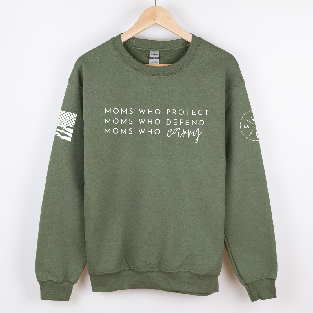 Moms Who Carry® Crewneck Sweatshirt - Military Green (PREORDER FOR MID/LATE 2026)